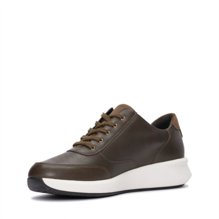 Clarks Un Rio Cremallera Cuero Oliva Oscuro Cuero Oliva Oscuro