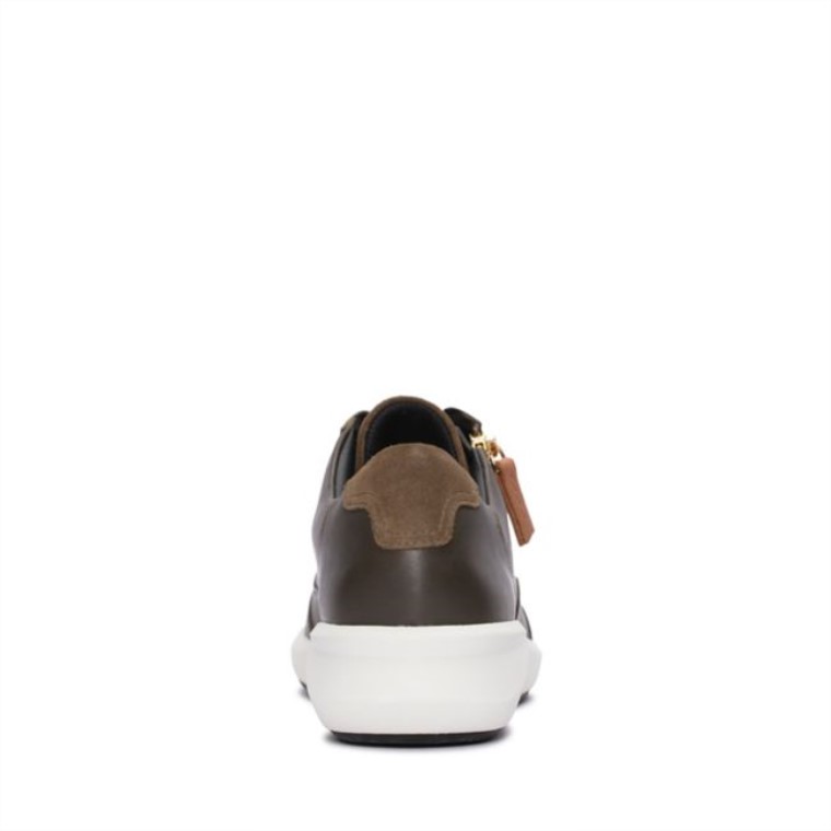 Clarks Un Rio Cremallera Cuero Oliva Oscuro Cuero Oliva Oscuro
