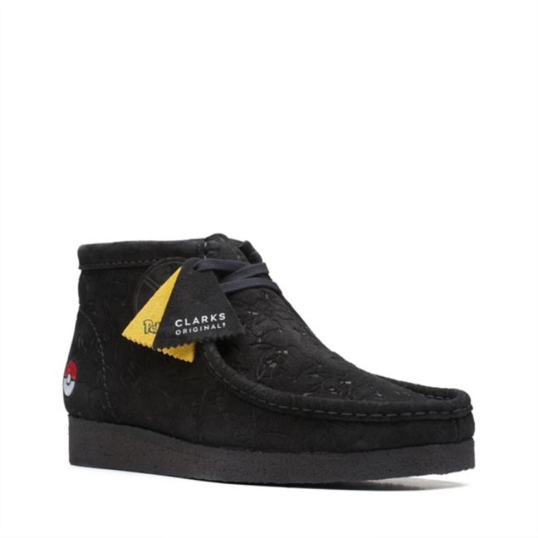 Bota Clarks Wallabee Negro Grabado Negro Grabado