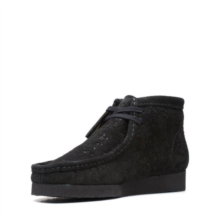 Bota Clarks Wallabee Negro Grabado Negro Grabado