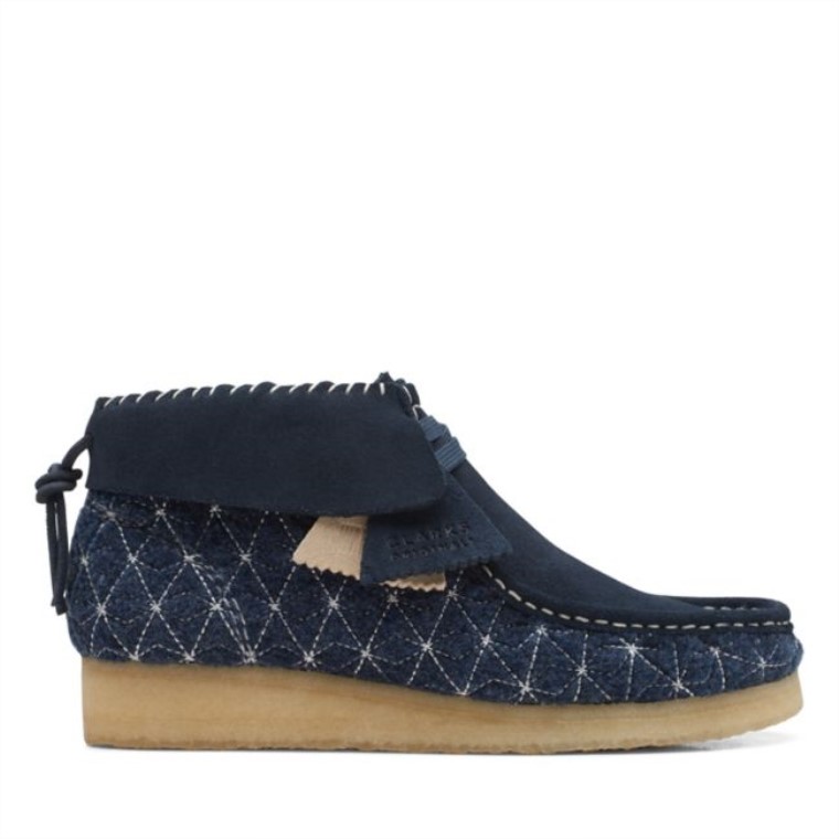 Botas Sashiko Clarks Wallabee Azul Marino