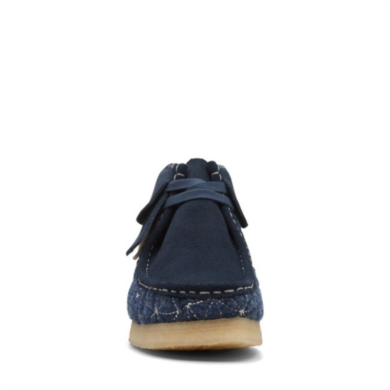 Botas Sashiko Clarks Wallabee Azul Marino