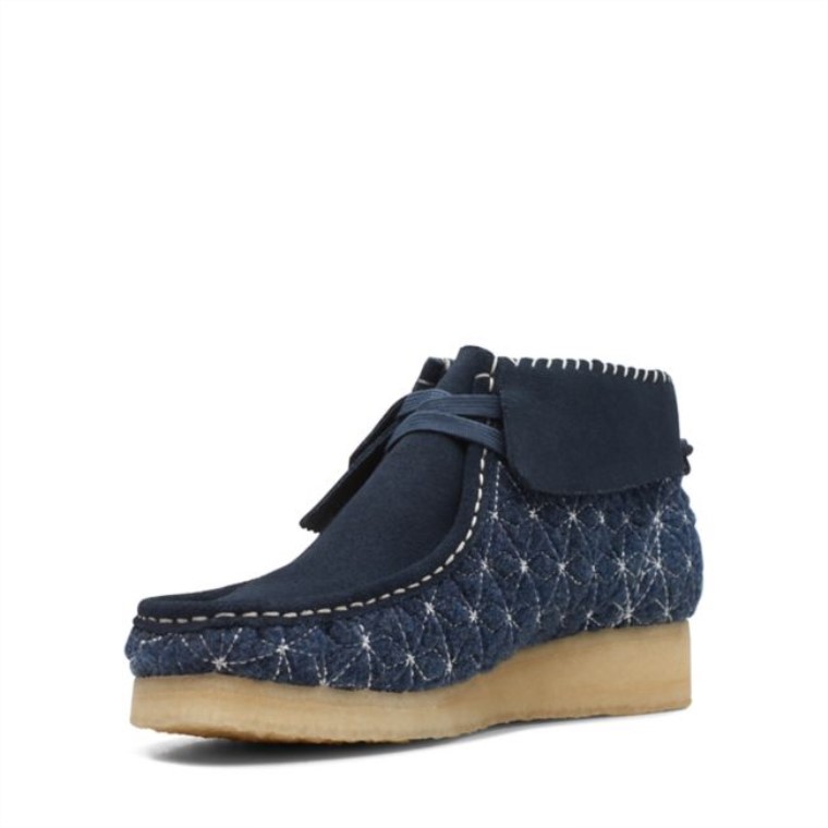 Botas Sashiko Clarks Wallabee Azul Marino