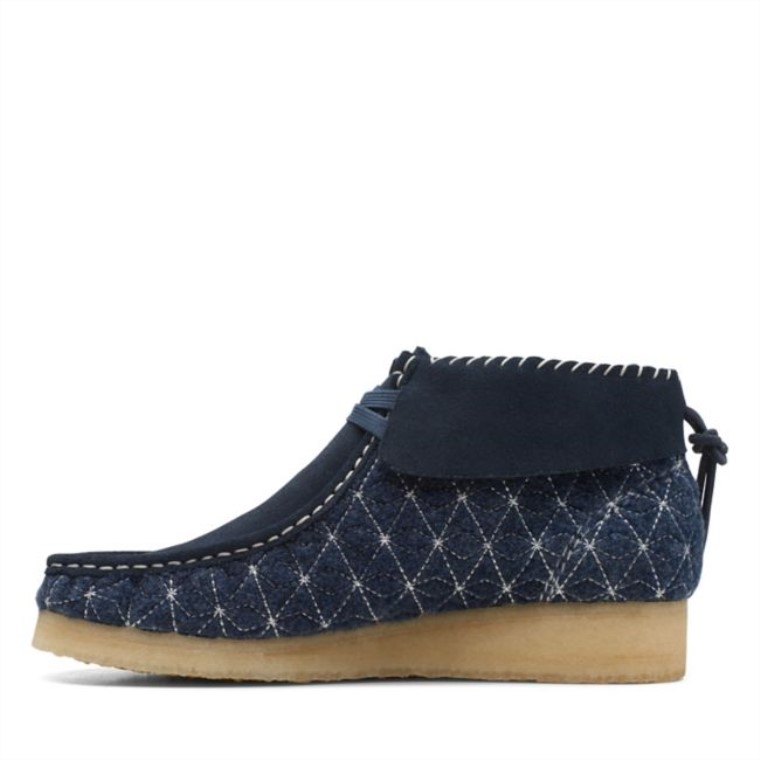 Botas Sashiko Clarks Wallabee Azul Marino