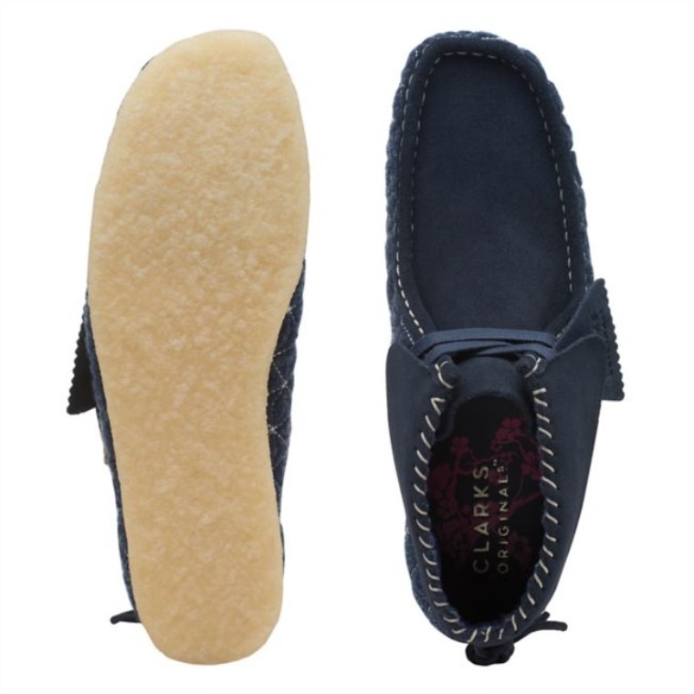 Botas Sashiko Clarks Wallabee Azul Marino