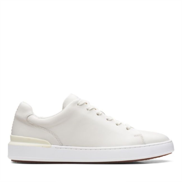 Clarks Cuero Blanco Corte Lite Encaje Cuero Blanco