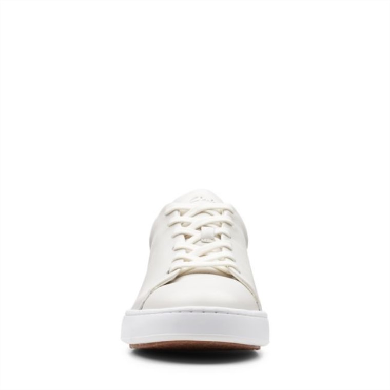 Clarks Cuero Blanco Corte Lite Encaje Cuero Blanco
