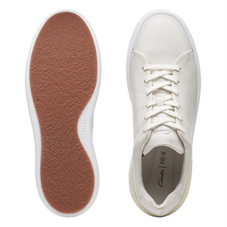 Clarks Cuero Blanco Corte Lite Encaje Cuero Blanco