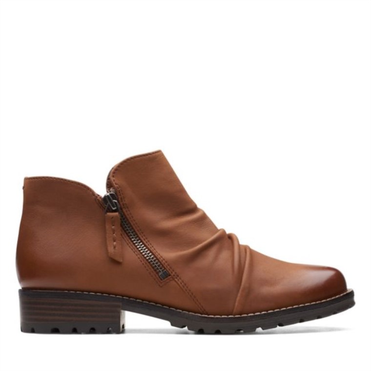 Clarkwell Zip Cuero Marrón Oscuro Cuero Marrón Oscuro Clarks