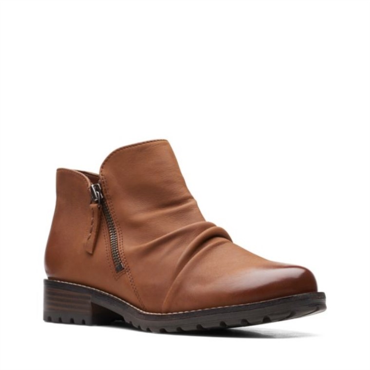 Clarkwell Zip Cuero Marrón Oscuro Cuero Marrón Oscuro Clarks
