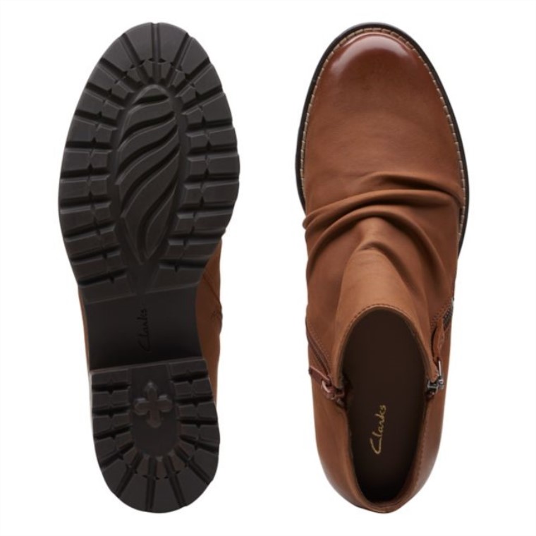 Clarkwell Zip Cuero Marrón Oscuro Cuero Marrón Oscuro Clarks