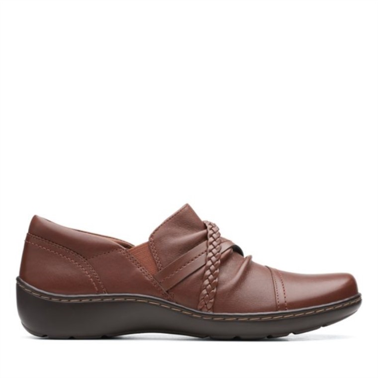 Zapato Trenzado Cora Cuero Marrón Oscuro Clarks Cuero Marrón Oscuro