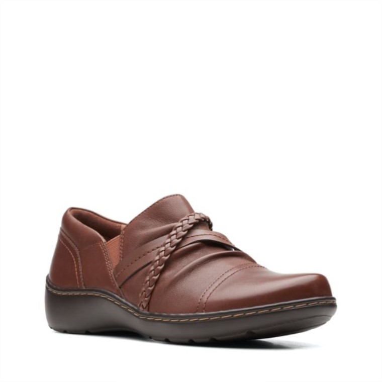 Zapato Trenzado Cora Cuero Marrón Oscuro Clarks Cuero Marrón Oscuro