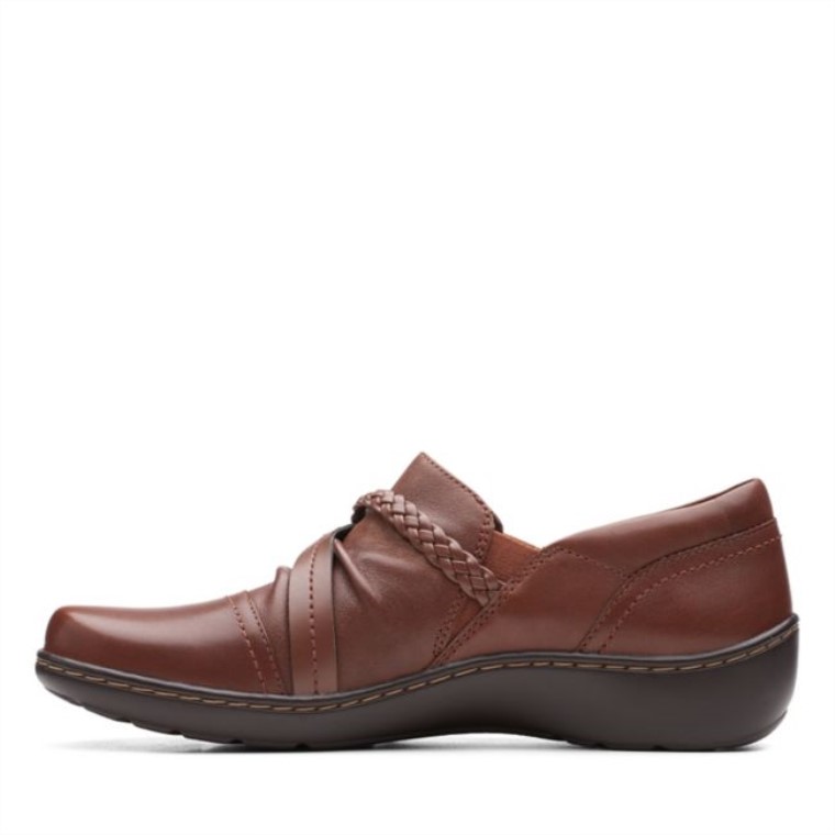 Zapato Trenzado Cora Cuero Marrón Oscuro Clarks Cuero Marrón Oscuro