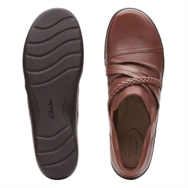 Zapato Trenzado Cora Cuero Marrón Oscuro Clarks Cuero Marrón Oscuro