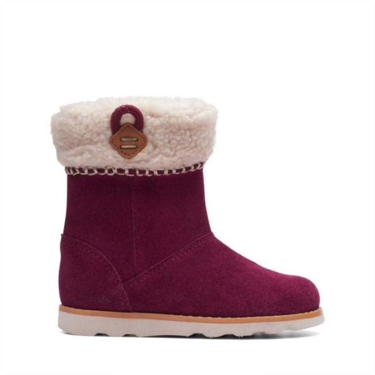 Lazo De La Corona De Gamuza Morada Para Niños Pequeños Clarks De Gamuza Morada