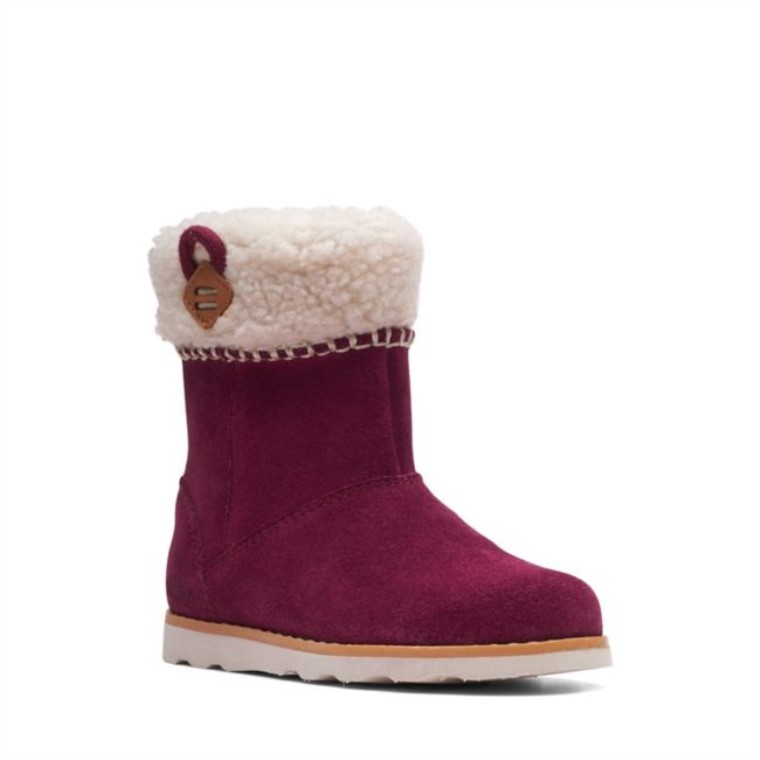 Lazo De La Corona De Gamuza Morada Para Niños Pequeños Clarks De Gamuza Morada