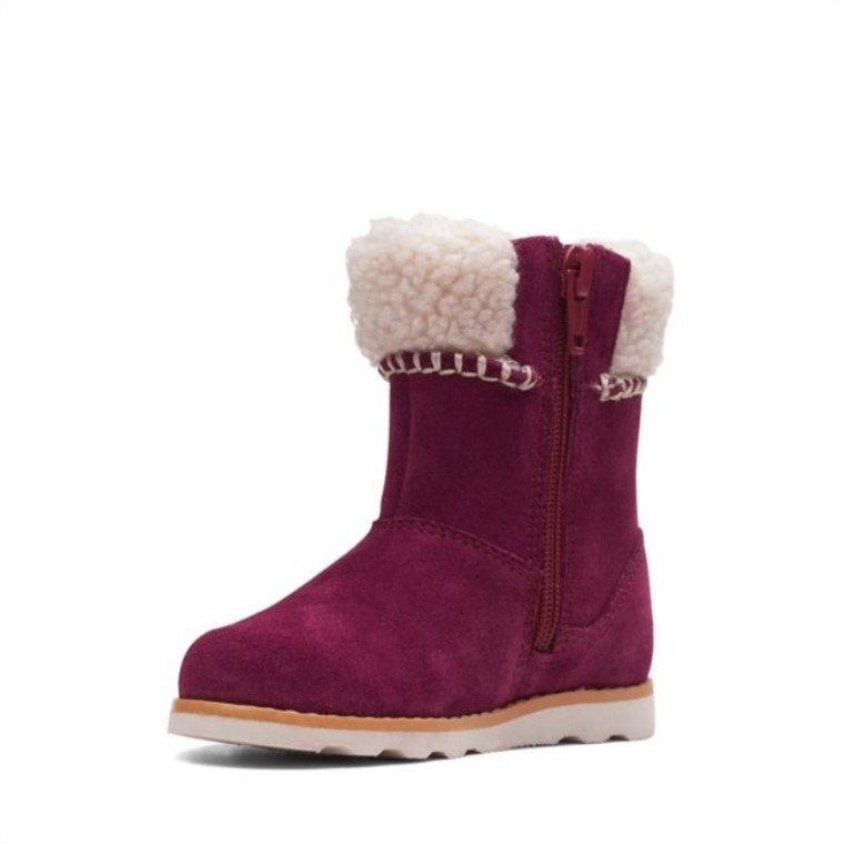 Lazo De La Corona De Gamuza Morada Para Niños Pequeños Clarks De Gamuza Morada
