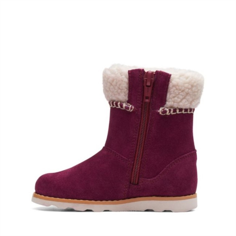 Lazo De La Corona De Gamuza Morada Para Niños Pequeños Clarks De Gamuza Morada