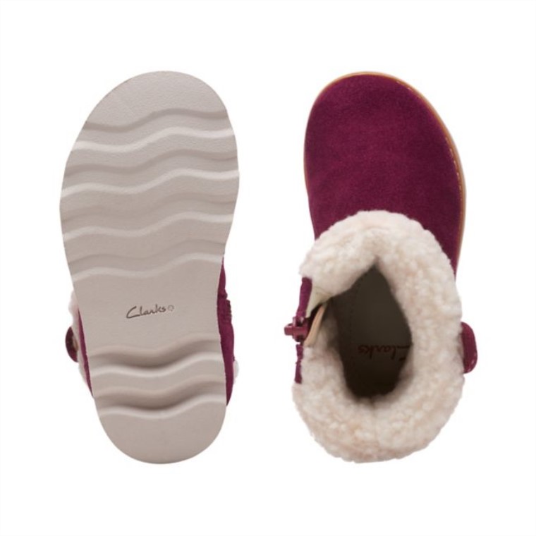 Lazo De La Corona De Gamuza Morada Para Niños Pequeños Clarks De Gamuza Morada