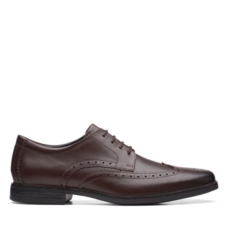 Cuero Marrón Oscuro Clarks Howard Wing Cuero Marrón Oscuro