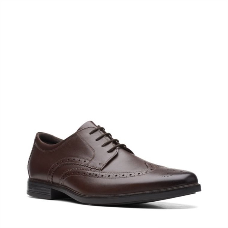 Cuero Marrón Oscuro Clarks Howard Wing Cuero Marrón Oscuro