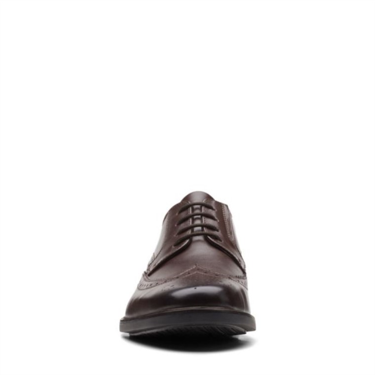Cuero Marrón Oscuro Clarks Howard Wing Cuero Marrón Oscuro