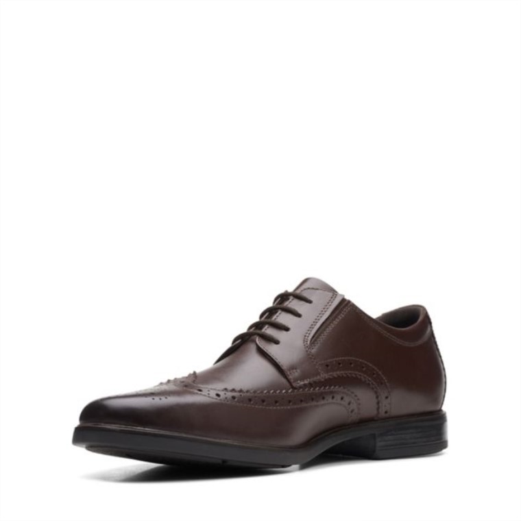 Cuero Marrón Oscuro Clarks Howard Wing Cuero Marrón Oscuro