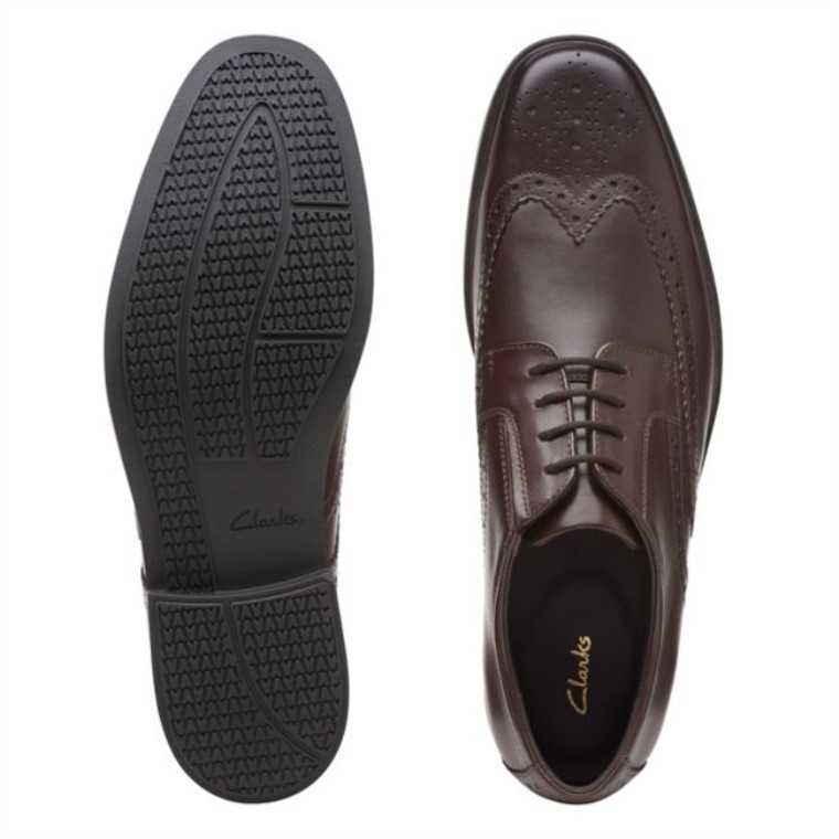 Cuero Marrón Oscuro Clarks Howard Wing Cuero Marrón Oscuro
