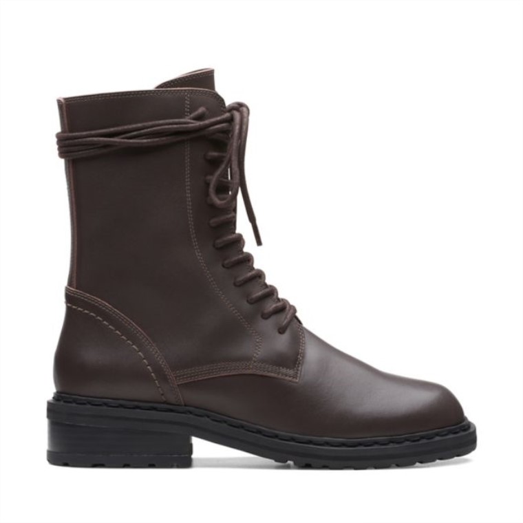 Cuero Marrón Oscuro Tilham Encaje Cuero Marrón Oscuro Clarks