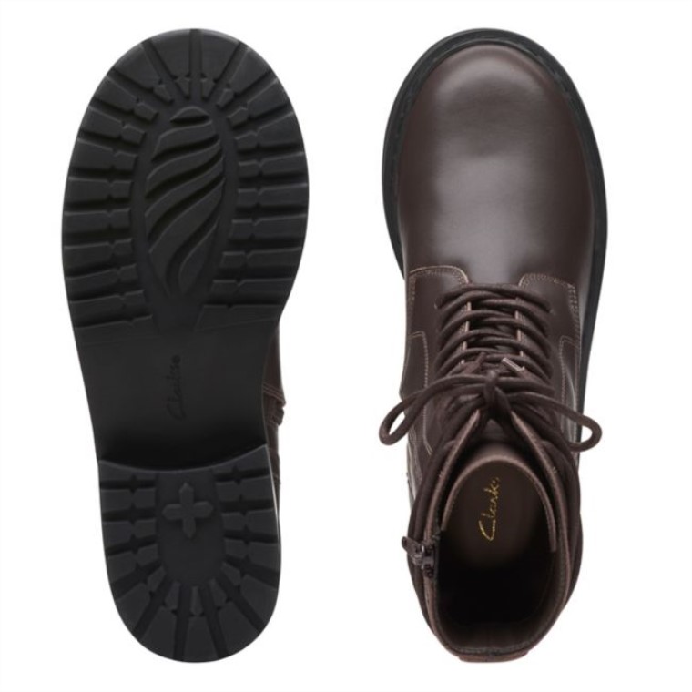 Cuero Marrón Oscuro Tilham Encaje Cuero Marrón Oscuro Clarks
