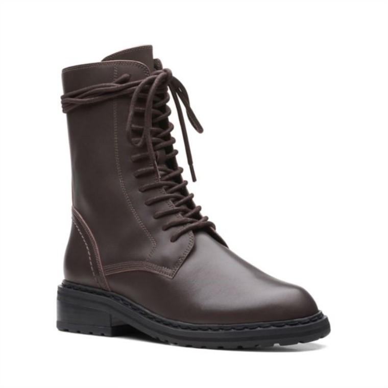 Cuero Marrón Oscuro Tilham Encaje Cuero Marrón Oscuro Clarks