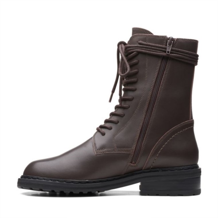 Cuero Marrón Oscuro Tilham Encaje Cuero Marrón Oscuro Clarks