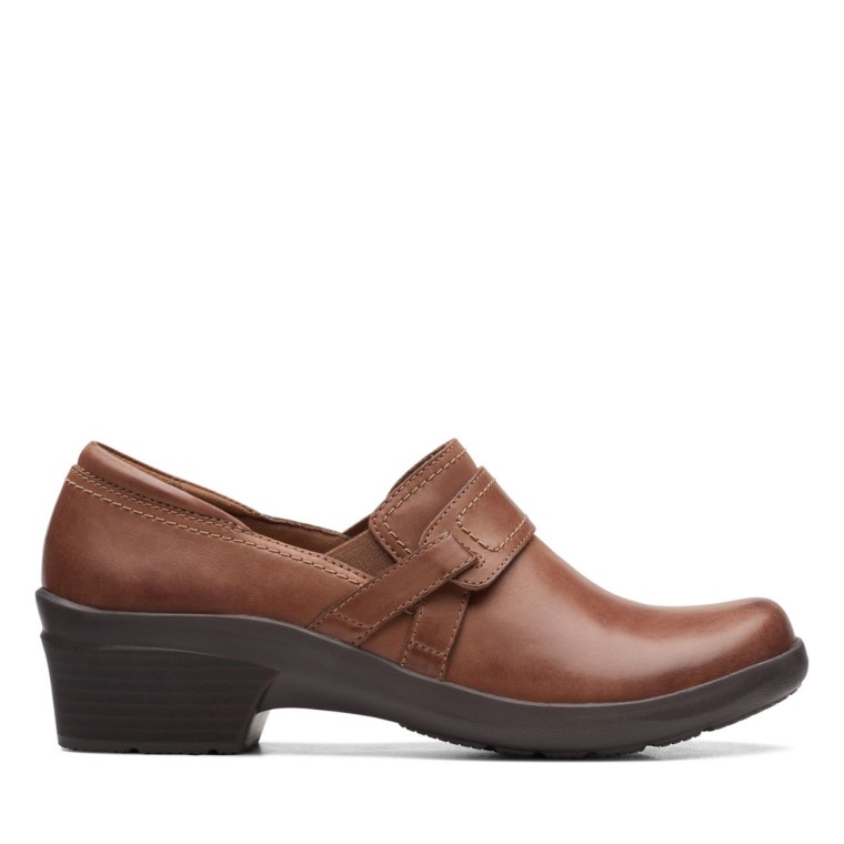 Cuero Marrón Oscuro Clarks Angie Poppy Cuero Marrón Oscuro