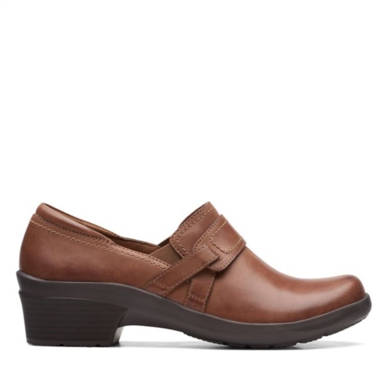 Cuero Marrón Oscuro Clarks Angie Poppy Cuero Marrón Oscuro