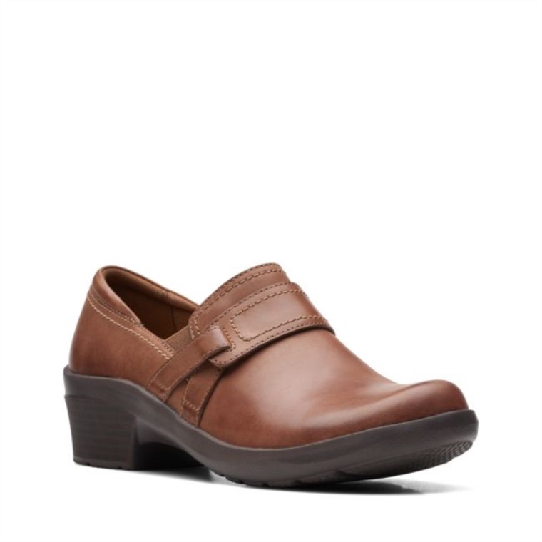 Cuero Marrón Oscuro Clarks Angie Poppy Cuero Marrón Oscuro