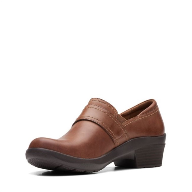 Cuero Marrón Oscuro Clarks Angie Poppy Cuero Marrón Oscuro