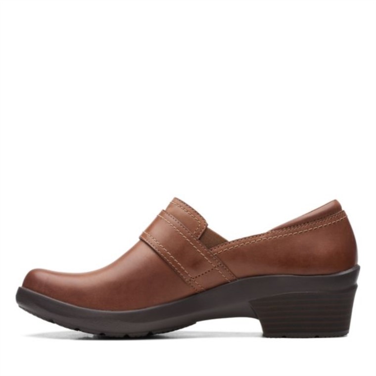 Cuero Marrón Oscuro Clarks Angie Poppy Cuero Marrón Oscuro