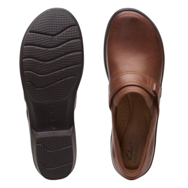 Cuero Marrón Oscuro Clarks Angie Poppy Cuero Marrón Oscuro