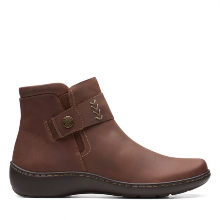 Cuero Marrón Oscuro Clarks Cora Rae Cuero Marrón Oscuro
