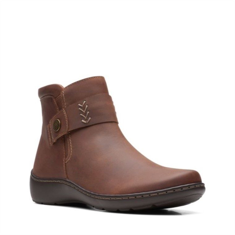 Cuero Marrón Oscuro Clarks Cora Rae Cuero Marrón Oscuro