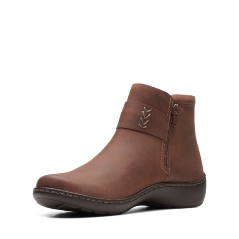 Cuero Marrón Oscuro Clarks Cora Rae Cuero Marrón Oscuro