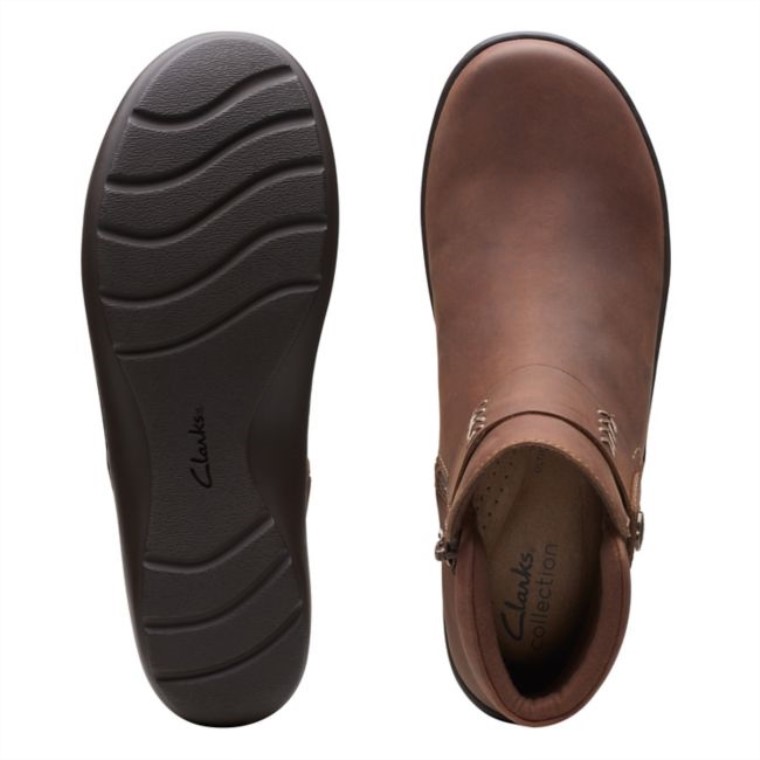 Cuero Marrón Oscuro Clarks Cora Rae Cuero Marrón Oscuro