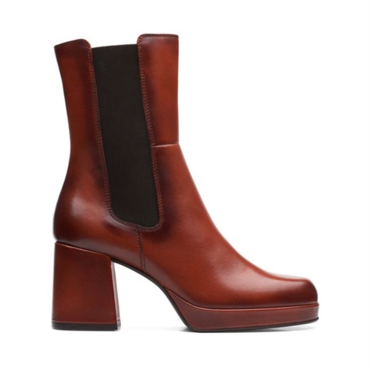 Cuero Marrón Oscuro Clarks Pique Up Cuero Marrón Oscuro