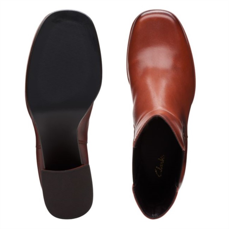 Cuero Marrón Oscuro Clarks Pique Up Cuero Marrón Oscuro