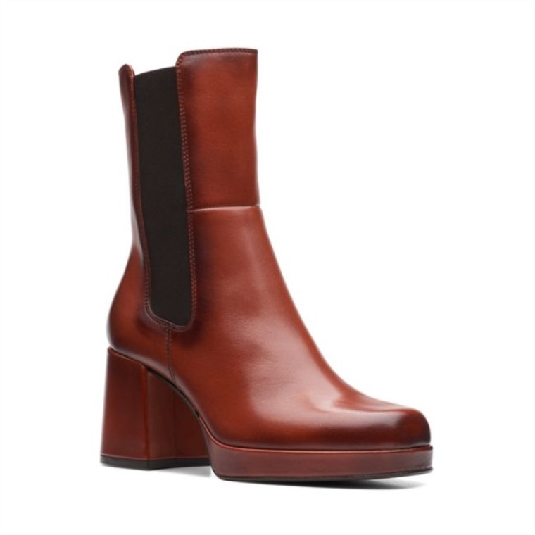 Cuero Marrón Oscuro Clarks Pique Up Cuero Marrón Oscuro