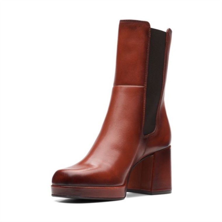 Cuero Marrón Oscuro Clarks Pique Up Cuero Marrón Oscuro