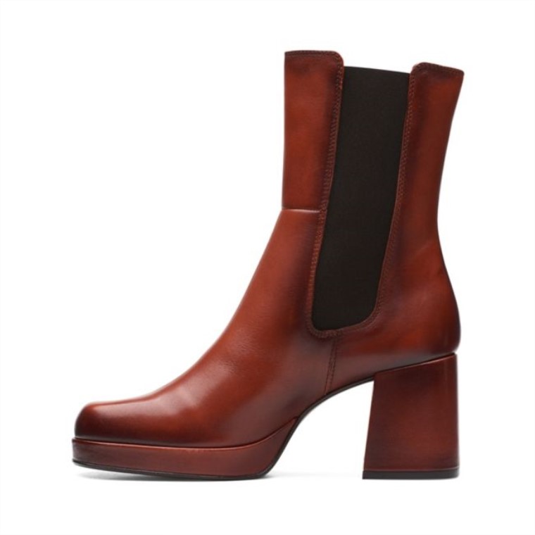Cuero Marrón Oscuro Clarks Pique Up Cuero Marrón Oscuro