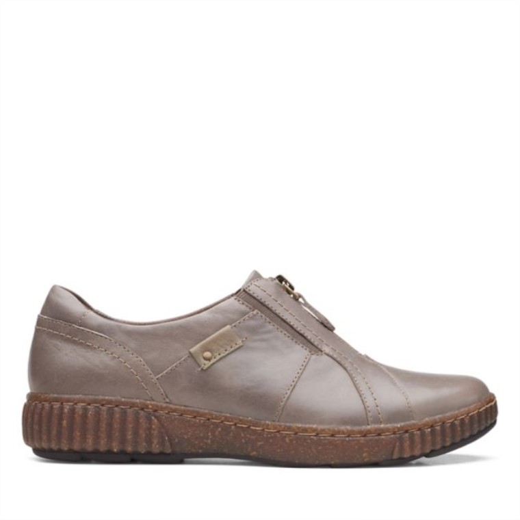 Cuero Topo Oscuro Cremallera Magnolia Cuero Topo Oscuro Clarks