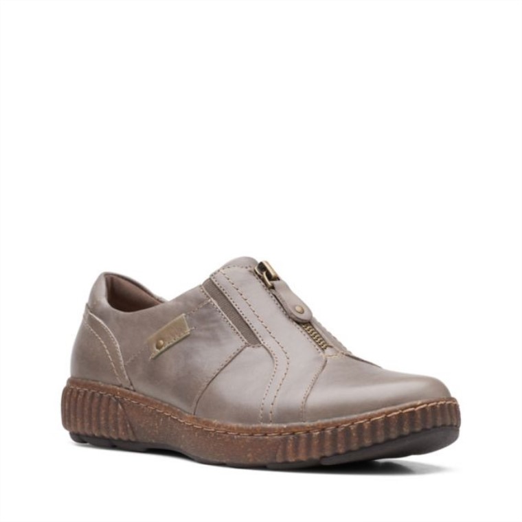 Cuero Topo Oscuro Cremallera Magnolia Cuero Topo Oscuro Clarks